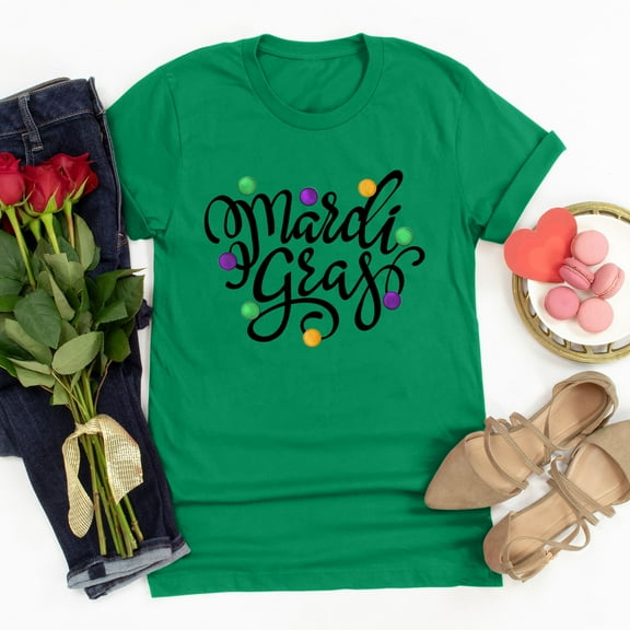 Aloohaidyvio Womens Mardi Gras Clothes,Womens Mardi Gras Shirts Crewneck Printed Short Sleeve Loose T-shirt,Clearance Sale Clothing