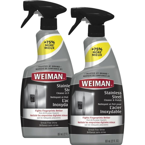 Weiman Stainless Steel Cleaner and Polish - (2 Pack) - Protects Appliances from Fingerprints and Leaves a Streak-Free Shine for Refrigerator Dishwasher Oven Grill etc