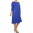 thumbnail image 2 of Women's Plus Size Casual 3/4 Sleeves Basic A-Line Pleated Solid Midi Dress, 2 of 3