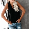 thumbnail image 4 of OKBOP Scrub Tops,Fashion Sexy V-Neck Lace Patch Vestsolid Color Sleeveless Tank Womens White Blouse Tshirt, 4 of 8