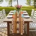 thumbnail image 4 of Table Runners 72 Inches Long Dress Scarves, Western Texas Star Vintage Farmhouse Kitchen Table Runner, Coffee Tablerunners, Retro Farmhouse Yellow Brown Wooden 16x72 Inch, 4 of 9