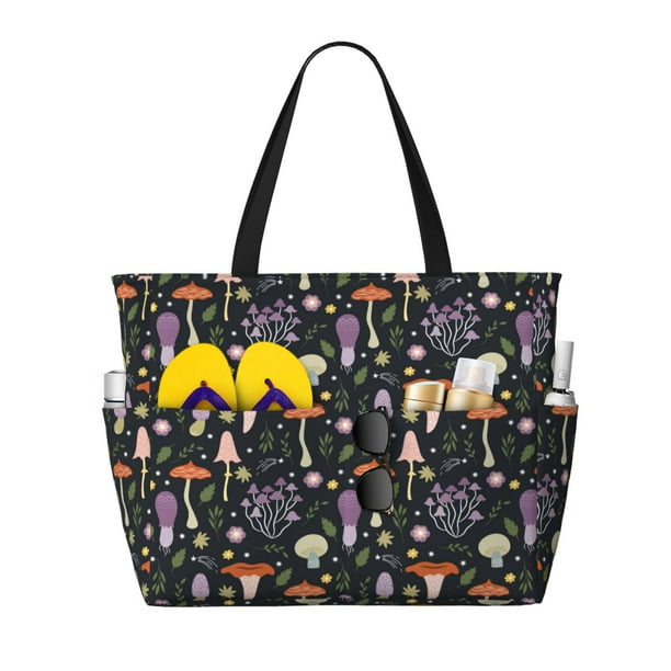 Easygdp Mushrooms Bolsa de Viaje de Playa de Gran Capacidad, Bolsa Tote Perfecta para la Playa, Escapadas de Fin de Semana y Viajes