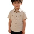 thumbnail image 3 of RMGVDSD Boys Button Down Shirts Short Sleeve Button Up Shirt With Pocket For Kids Solid Color Casual Shirts Lightweight Everyday Wear 11-12 Years, 3 of 4