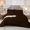 thumbnail image 5 of 3 Piece Luxury Vintage Ruffle Pattern Comforter By D.N.G. BEDDINGS Set Premium Super Soft, All Season, 800 Thread Count 100% Egyptian Cotton Twin/Twin XL Size Chocolate Color, 5 of 8