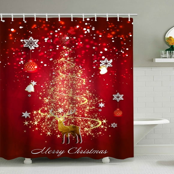 RXIRUCGD Christmas Decorations Christmas Shower Curtain Printing Waterproof Polyester Shower Curtain Cadeaux de Noël