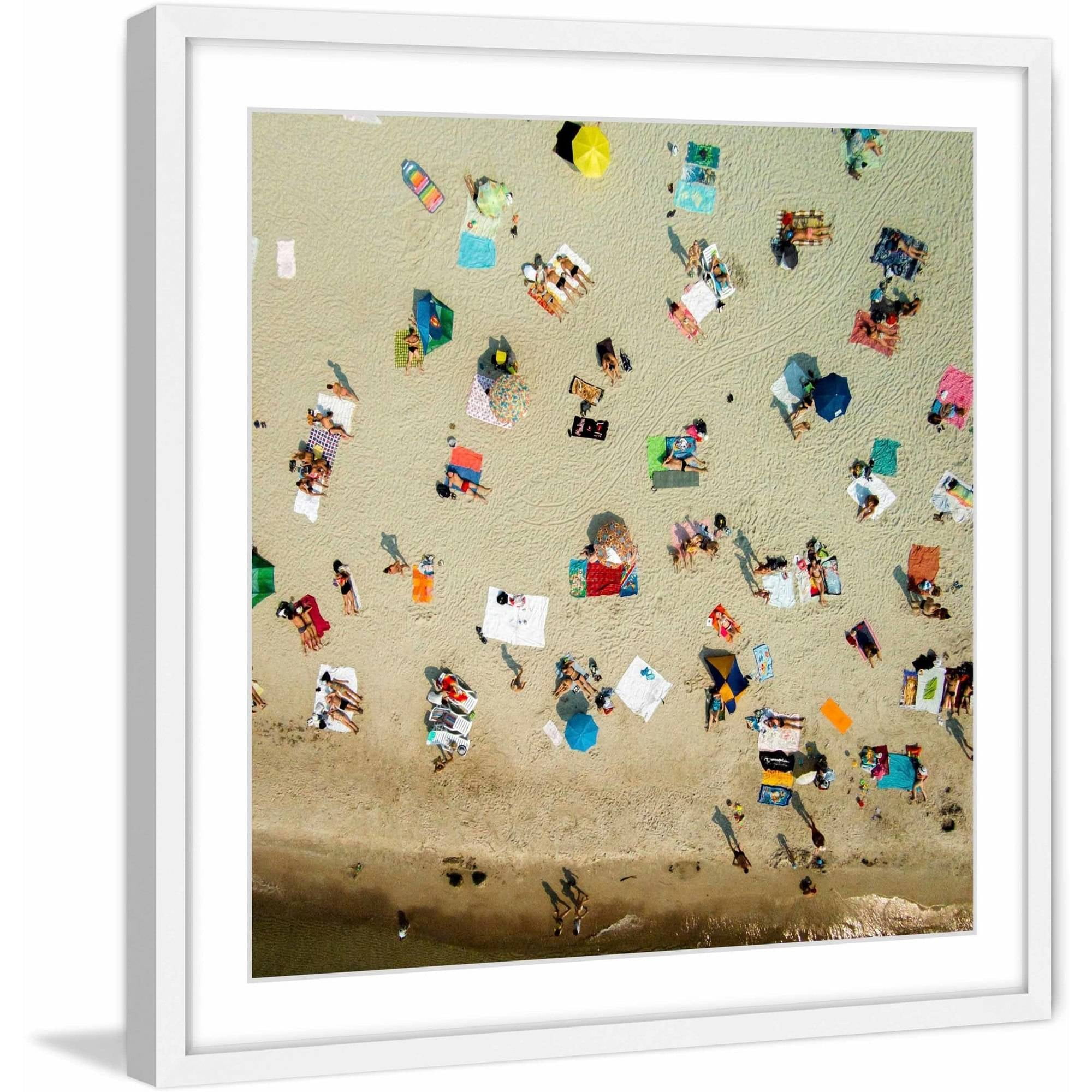 "Beach Towels" Framed Painting Art Print, 12.0" x 1.5"