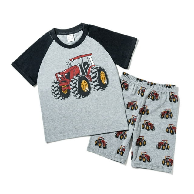 MIASHUI Ensembles d'Été pour Garçons Vêtements de Jeu Décontractés avec Design de Dinosaure T-Shirt à Manches Courtes Col Rond et Shorts pour Activités Extérieures Quotidiennes