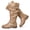 Khaki 722, variant on Love Steetly Women's Extra Wide Calf Knee High Boots, Slouchy Shaft with Triple Buckle Straps, Low Stacked Heel Side Zipper Casual Riding Tall Boots.