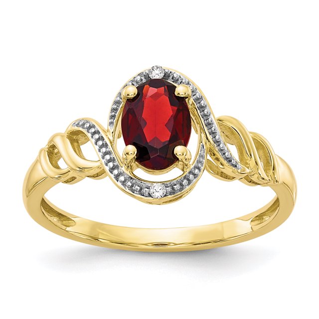 10k Yellow Gold Garnet Diamond Ring Birthstone January Gemstone