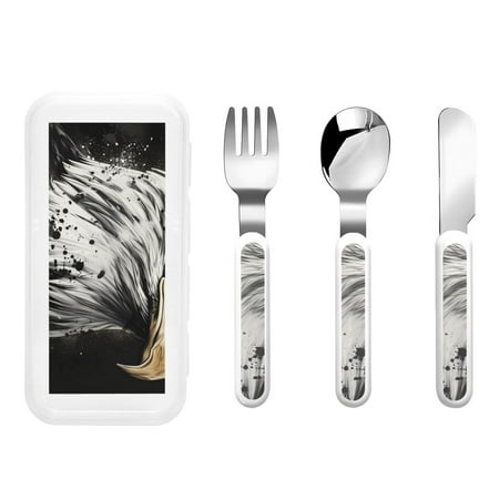 

Cauagu Ink Style Bald Eagle Print 3-Pieces Toddler Cutlery Set Kids Silverware Set with Spoons Forks & Knife Stainless Steel Utensils for Kids Dishwasher Safe