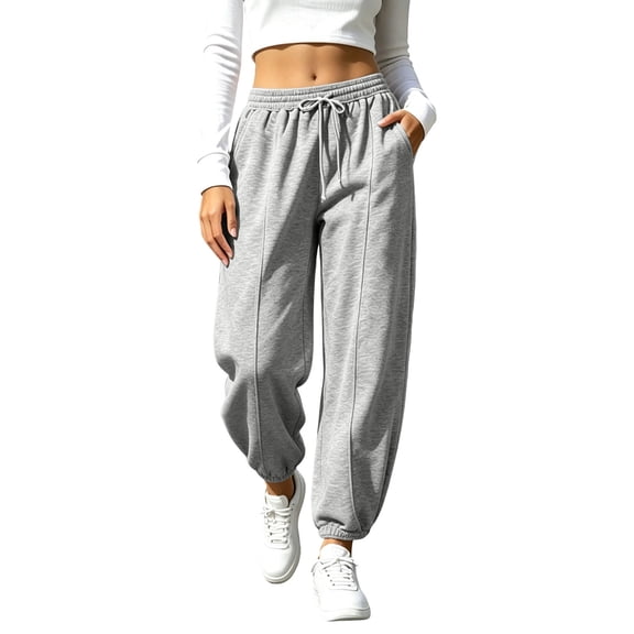 Nfurl Sweatpants for Women Comfy Elastic Bottom Pants with Pockets Drawstring Stretchy Waist Going Out Work Casual Sweatpant Gray,XXXL