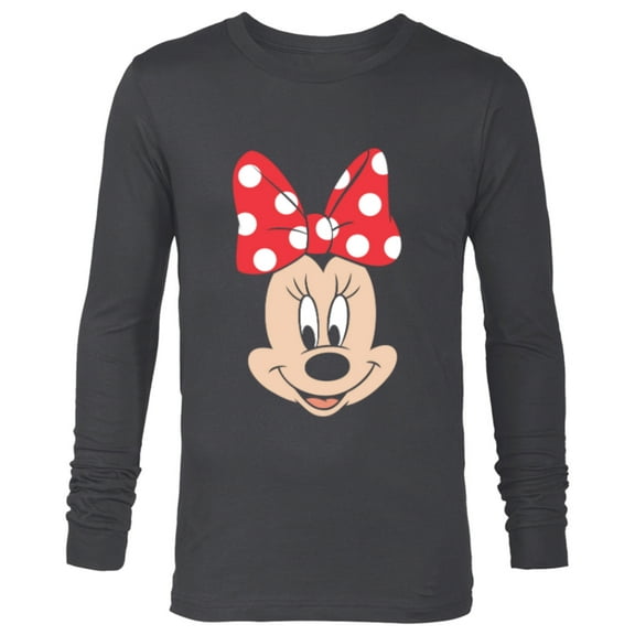 Disney Minnie Mouse Polka Dot Bow Big Face - Long Sleeve T-Shirt for Men - Customized-Charcoal Heather