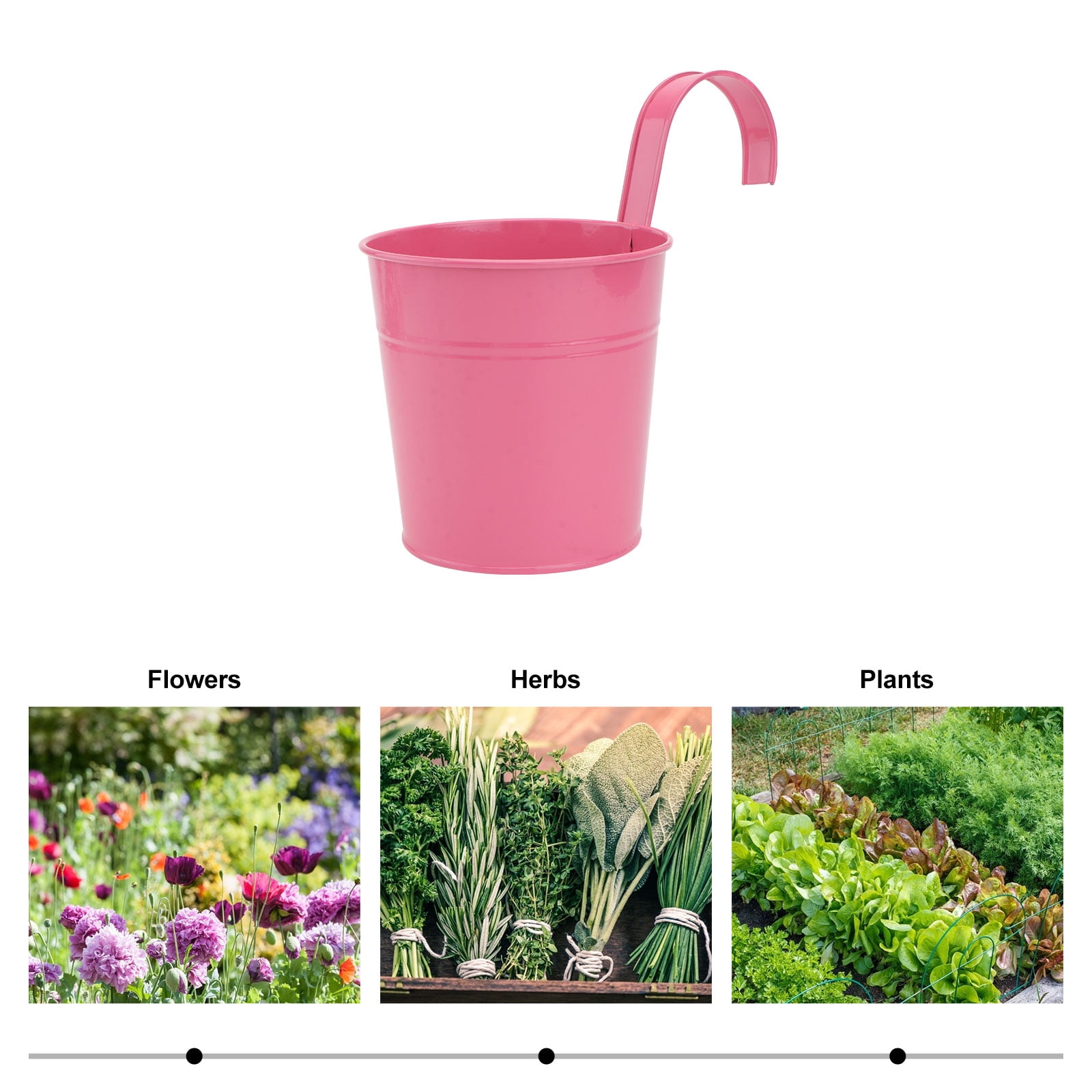 Metal Hanging Flower Pot with Hook - Balcony Garden Planter, Plant Holder for Outdoor and Indoor Use, Random Color
