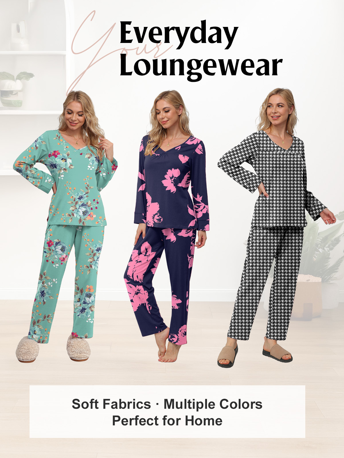 Anygrew Women's Long Sleeve Pajama Set with Wide Leg Pants photo 6