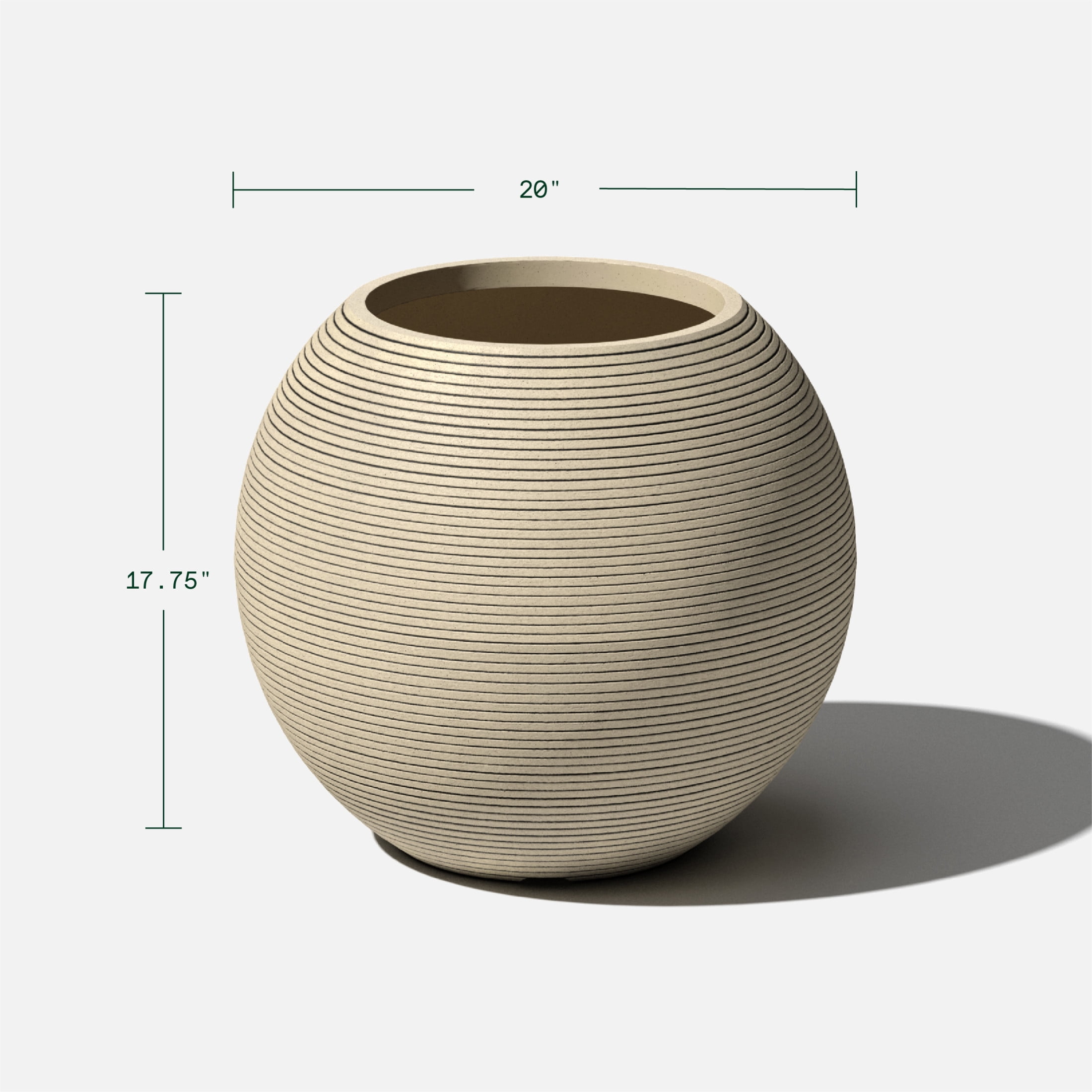 Veradek Strata Series Sphere Plastic-Stone Round Planter - Sand, 2 Pack