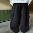 thumbnail image 6 of Boys Pants Casual Lightweight Solid Color Trousers Autumn Comfortable Wide Leg Kids Bottoms With Side Pockets for Kids Daily Clothes, 6 of 9