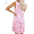 thumbnail image 5 of Gustave Women's Casual Tie Dye Short Dress Crewneck Sleeveless Midi Dresses Summer Loose T Shirt Tank Beach Sundress "Pink, XL", 5 of 10