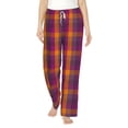 thumbnail image 2 of Lsque Orange and Purple Plaid Print Women's Pajama Pants, Lounge Pant - Comfortable Home Wear,Elastic Waistband, Stylish Design-X-Large, 2 of 9