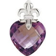 thumbnail image 1 of Genuine Amethyst Heart with Fleur-de-lis Design Pendant in Sterling Silver, 1 of 6