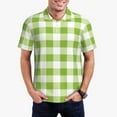 thumbnail image 5 of Wukai White Green Plaid Men’s Polo Shirts,Quick-Dry Athletic Shirt,Classic Fit Shirts-XX-Large, 5 of 8