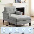 thumbnail image 4 of MUZZ Chaise Lounge Chair Indoor, Modern Linen Fabric Lounge Chair and Sleeper Sofa for Living Room, Bedroom, Light Grey, 4 of 7