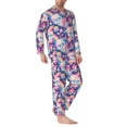 thumbnail image 2 of KLL Skull rainbow color space Sleepwear Mens Flannel Pajamas,Long Cotton Pj Set, 2 of 7