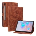 thumbnail image 2 of FJLBDE Case for Samsung Galaxy Tab S6 10.5 2019 SM-T860 T865 T867, Embossed Flower Leather Flip Wallet Folio Stand Cover, Brown, 2 of 7