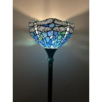 Tiffany Torch Floor Lamp Dragonfly Blue Stained Glass LED Bulb Included For Living Room Bedroom Office Hotel 12"W*12"D*66"H