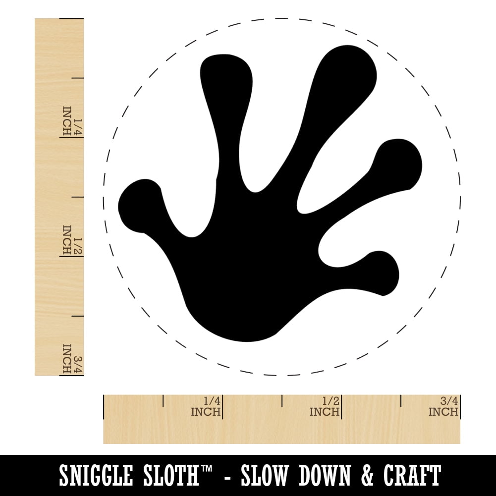 Frog Toes Footprint Self-Inking Rubber Stamp Ink Stamper - Brown Ink - Small 3/4 Inch