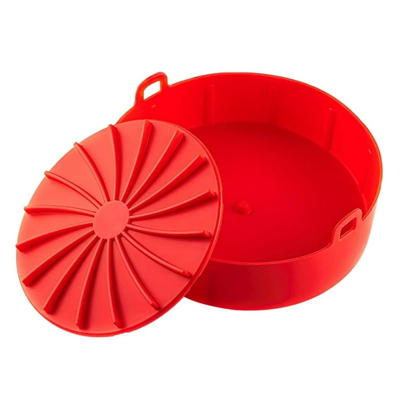 Olla para freidora de aire, cesta para freidora de aire de silicona, sartén antiadherente resistente al calor, cesta para hornear para el hogar Herramientas y accesorios para hornear Rojo L (19 CM) Bewildely HA002993-02