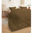 thumbnail image 4 of DNG Creations 5 Piece White Pom Pom Duvet Cover with Zipper Closure, 100% Egyptian Cotton, 800 Thread Cotton ( Oversized King - Solid Taupe ), 4 of 5