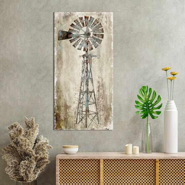 Rustic Canvas Wall Decor with Textured Modern Vintage Paintings