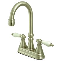 Kingston Brass KS2498PL Governor Two-Handle 2-Hole Deck Mount Bar Faucet in Brushed Nickel