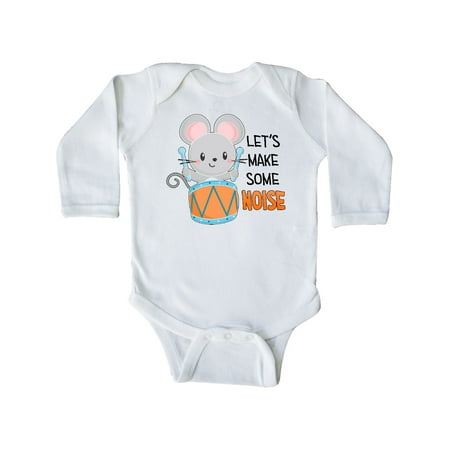 

Inktastic Let s Make Some Noise Cute Mouse Drummer Gift Baby Boy or Baby Girl Long Sleeve Bodysuit