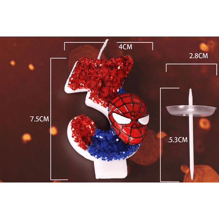1PC Spiderman Number Candles 0-9 Set - Red Birthday Cake Candles for Kids, Gothic Party Decorations, Children's Celebration Memories