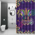 thumbnail image 4 of Carnival Shower Curtain for Bathroom Decor, Mask Feathers Firework Purple Yellow Blocks Waterproof Fabric Shower Curtain, 72"x96" Set with 12 Hooks, 4 of 9
