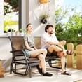 thumbnail image 2 of Outsunny Double Glider Outdoor Steel Sling Fabric Gliding Bench, Brown, 2 of 10