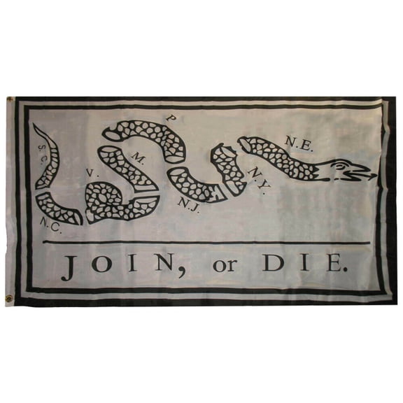 3x5 Join or Die Benjamin Franklin Snake White Flag 3'x5' House Banner Grommets