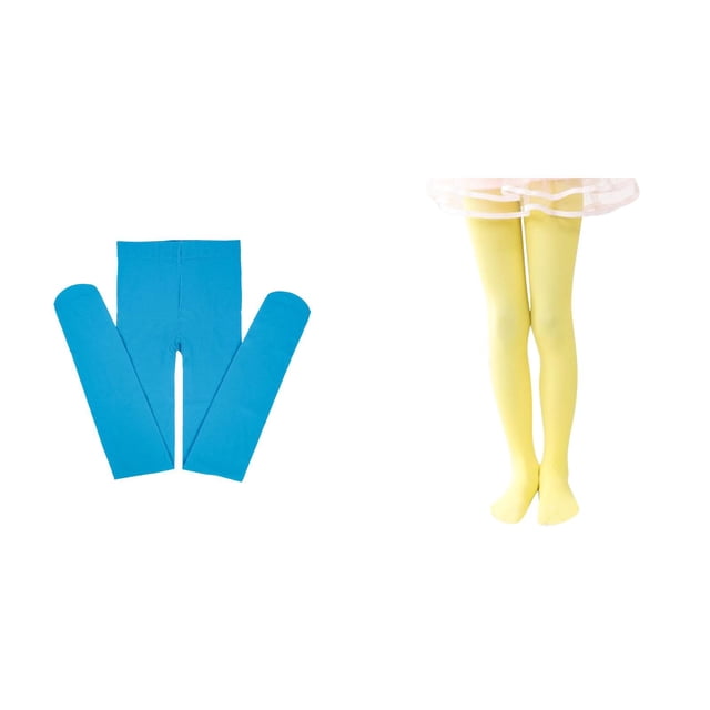 2 Pack(BU1 1PCS & YE1 1PCS) Multipack Winter Clothes for Leggings Pantihose Stretchy Basic Full Length Ballet Dance Pants Pantyhose for Spring Summer Stocking