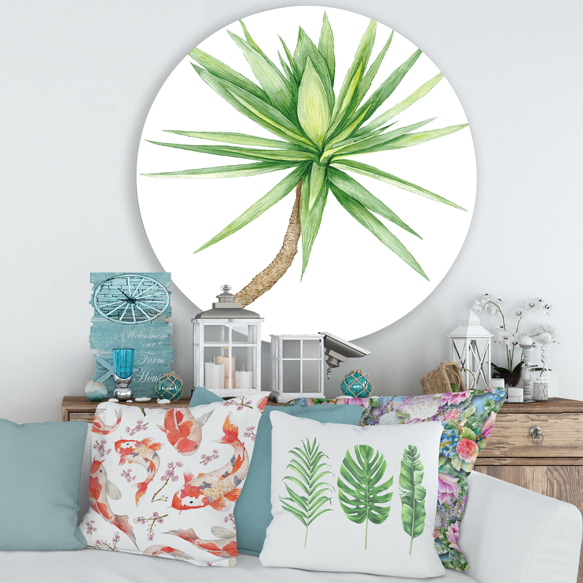 Designart 'Close Up Of Yucca Tree' Traditional Circle Metal Wall Art 36x36 - Disc of 36