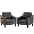 thumbnail image 5 of AFO Faux Leather Accent Chair with Folding Side Table and Storage Pockets, Modern Reading Armchair for Living Room and Office, Set of 2, Black, 5 of 10