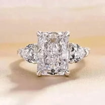 3TCW Radiant & Heart Cut Lab Created Diamond 3 Stone Engagement Ring 14k White Gold Plated