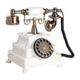 thumbnail image 2 of Teléfono retro con cable, dial giratorio, decorativo, novedoso, con remarcación, adorno de escritorio, teléfono antiguo para sala de estar, cafetería, Blanco puro, 2 of 8