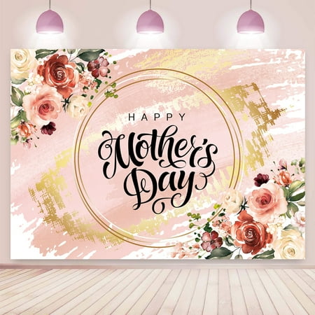 Image of 7×5FT Happy Mother s Day Backdrop I Love Mom Background for Photography Pink Flower Women Queen s Day Thanks Mama Banner Photo Props