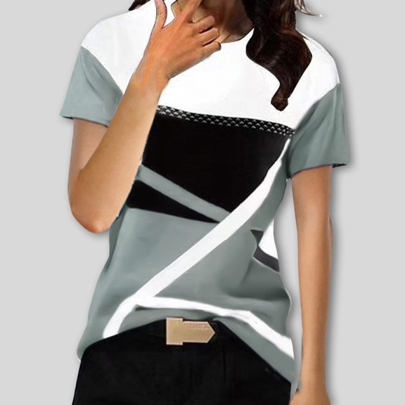 Aayomet Womens Workout Tops Womens Plus Size Tops Short Sleeve Shirts V Neck Tunic Floral,White M