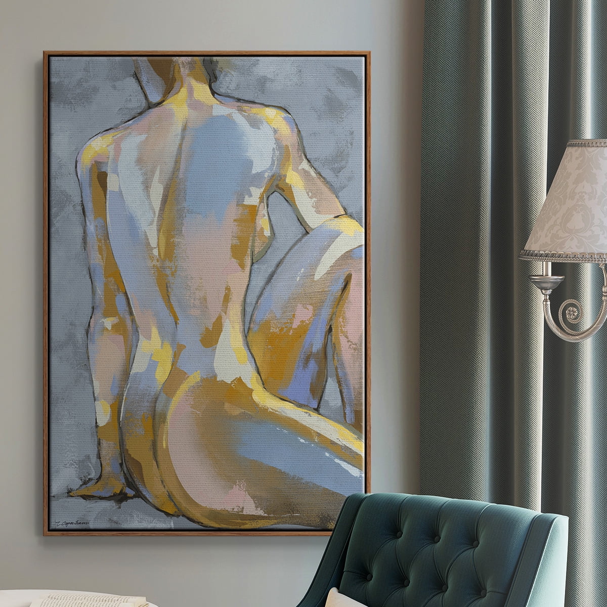 Grey Maiden II Framed Premium Gallery Wrapped Canvas - Ready to Hang - 17 x 25 - Walnut Floating Frame