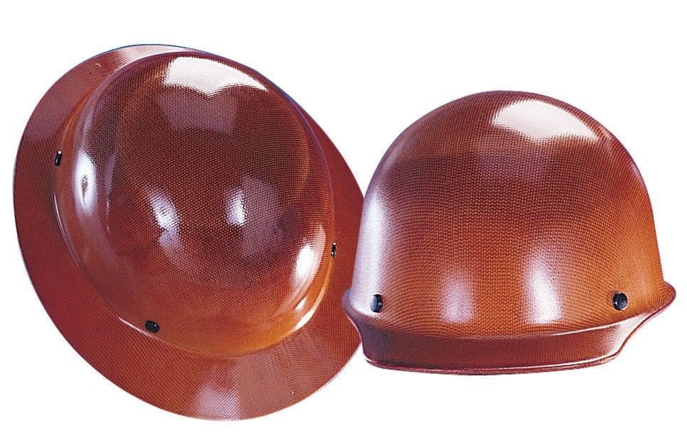 MSA 454666 Skullgard Full-Brim Hard Hat with Staz-on Pinlock Suspension  Non-slotted Cap, Made of Phenolic Resin, Radiant Heat Loads up to 350F - Standard Size in Yellow