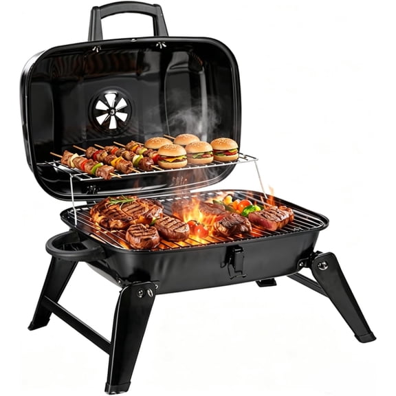 YOOKIA Portable BBQ Grill, Foldable Outdoor Compact Tabletop BBQ Grill with Foldable Legs for Hiking, Camping, Patio, Party