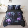 thumbnail image 2 of Castle Fairy Black Purple Dragon Bedding Comforter Set 7-Piece for Kids Children Teens,Chic Floral Lotus King Bedding Sets,Abstract Flower Animal Ultra Soft Bed Sheets,Luxury Bedroom Decor, 2 of 7