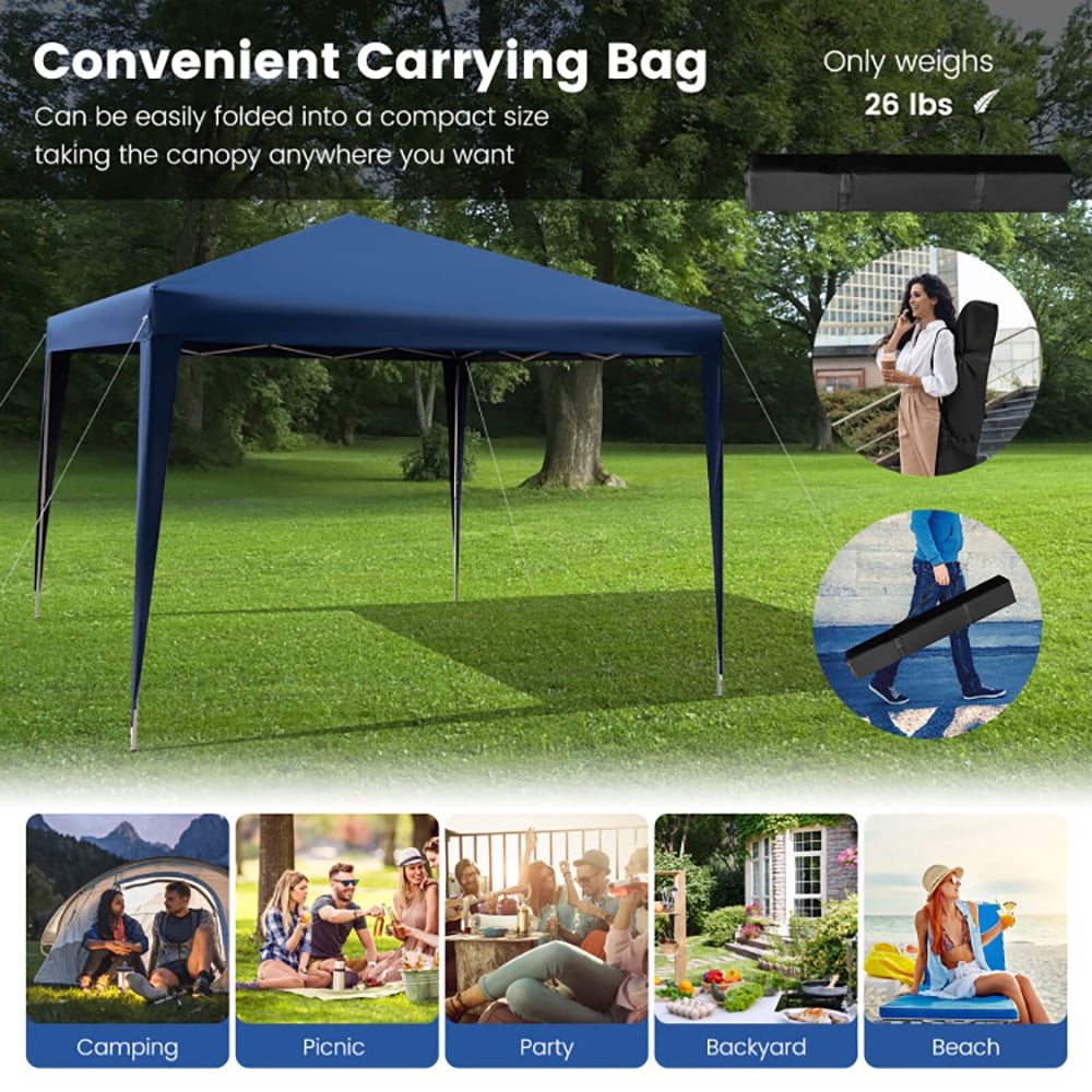 Aimee Lii 10 x 10 Feet Outdoor Pop-up Patio Canopy for Beach and Camp, Outdoor Patio Awnings for Party BBQ Events, Blue Aimee Lii 10 x 10 Feet Outdoor Pop-up Patio Canopy for Beach and Camp, Outdoor Patio Awnings for Party BBQ Events, Blue